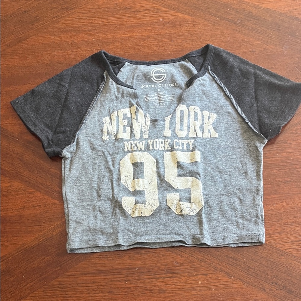 Gray New York City crop top